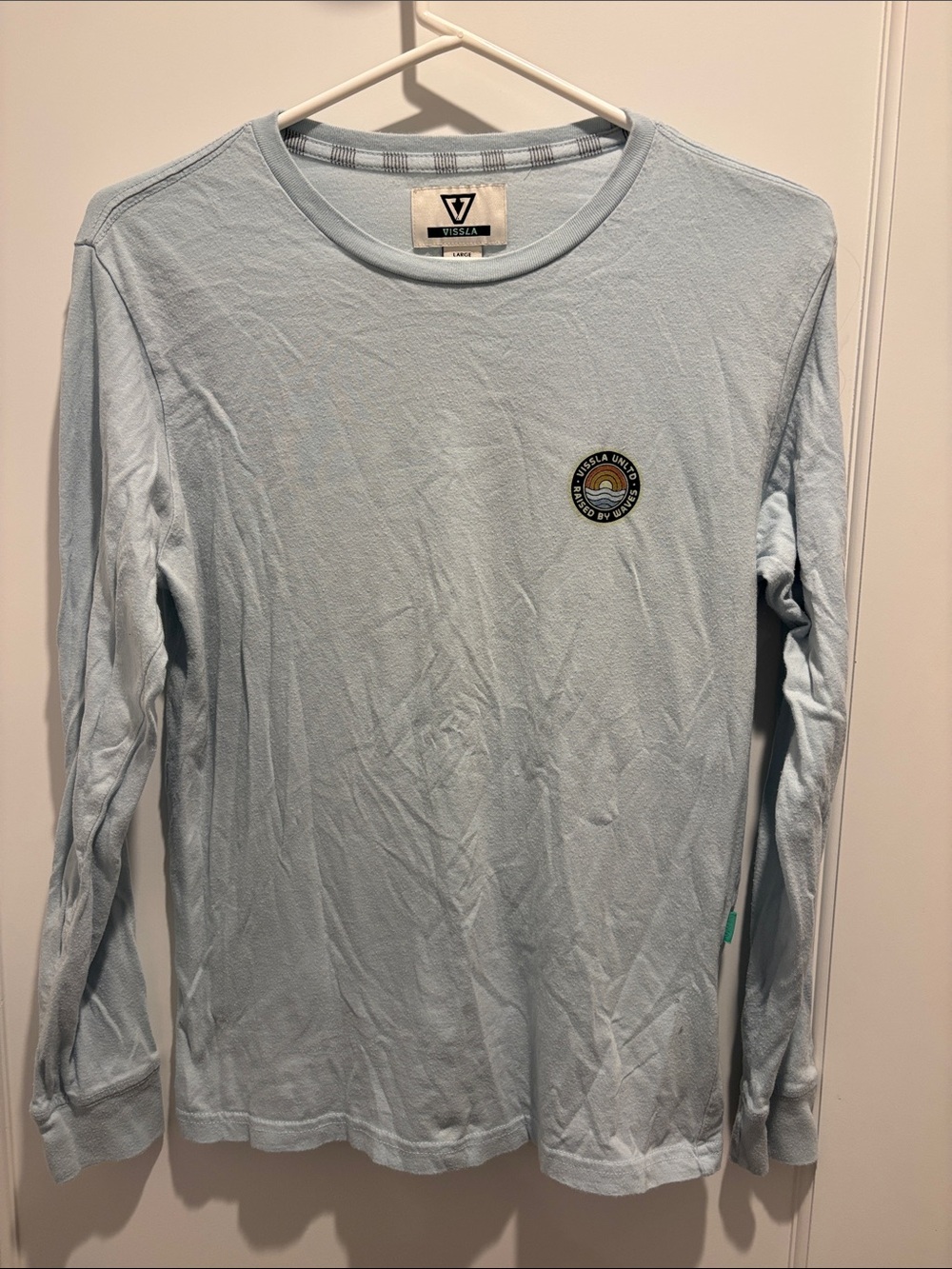 VISSLA Light Blue Long Sleeve Crew with Chest Patch